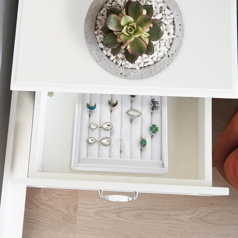 simarro Ring Display Tray, Velvet 7 Slots Ring Holder for Drawer Jewelry Organizer Stand for Rings Ring Holder Display Earrings Ring Organizer Home Organization & Decoration 8.7in×5.6in×1.2in (White) in Saudi Arabia