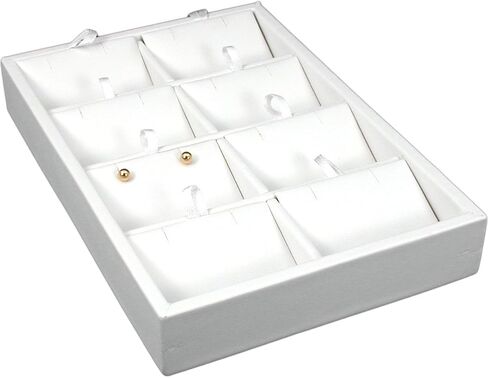 FindingKing White Leather 8 Slot Pendant Display Tray Jewelry Case in Saudi Arabia