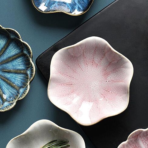 Leaf Flower Trinket Dish, Four Leaf Clover Ceramic Ring Holder, Lotus Leaf Jewelry Decorative Trinket Tray Plate Gifts for Women (Purple - Lotus Leaf) in Saudi Arabia