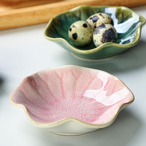 Leaf Flower Trinket Dish, Four Leaf Clover Ceramic Ring Holder, Lotus Leaf Jewelry Decorative Trinket Tray Plate Gifts for Women (Purple - Lotus Leaf) in Saudi Arabia