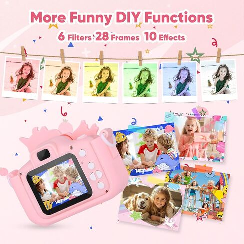 Unicorn Kids Digital Camera, Birthday Christmas Kids Toy Gifts for 5 6 7 8 9 10 Year Old Girls, 1080P HD Selfie Kids Camera Toys with 32GB Card in Saudi Arabia
