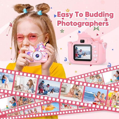 Unicorn Kids Digital Camera, Birthday Christmas Kids Toy Gifts for 5 6 7 8 9 10 Year Old Girls, 1080P HD Selfie Kids Camera Toys with 32GB Card in Saudi Arabia