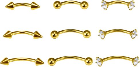 Dyknasz Eyebrow Piercing Jewelry Surgical Steel Curved Barbell Tiny Eyebrow Ring Vertical Labret Lip Jewelry Ear Rook Small Belly Button Ring for Women Men 16g 6mm/8mm/10mm in Saudi Arabia