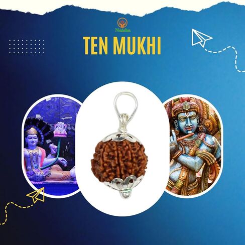 NAISHA Himalayan 10 Mukhi Rudraksha Bead، 100% قلادة بذور Rudraksha الأصلية والمعتمدة بنسبة 100%، خرزة Rudraksha بوجا/الصلاة/التأمل in Kuwait