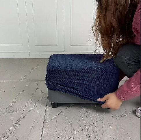 Ottoman Cover Rectangular, Small Rectangle Ottoman Slipcover, Stretch Ottoman Footstool Slip Covers, Water-Resistant in Saudi Arabia
