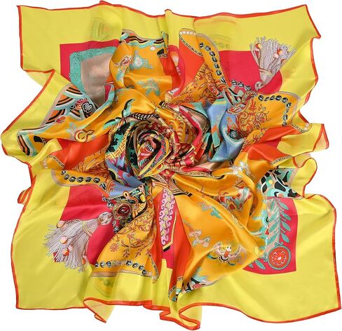100% Pure Silk Hair Scarf for Women Lightweight Large Square Scarf - 53.5'' x 53.5'' Breathable Scarf with Gift Packed in Saudi Arabia