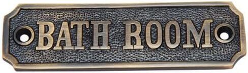 Adonai Hardware "BATH ROOM" Brass Door Sign (Antique Brass) in Saudi Arabia
