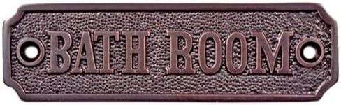 Adonai Hardware "BATH ROOM" Brass Door Sign (Antique Brass) in Saudi Arabia