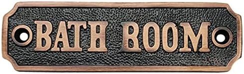 Adonai Hardware "BATH ROOM" Brass Door Sign (Antique Brass) in Saudi Arabia