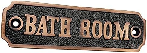 Adonai Hardware "BATH ROOM" Brass Door Sign (Antique Brass) in Saudi Arabia