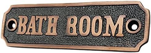 Adonai Hardware "BATH ROOM" Brass Door Sign (Antique Brass) in Saudi Arabia