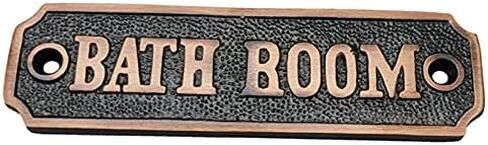 Adonai Hardware "BATH ROOM" Brass Door Sign (Antique Brass) in Saudi Arabia