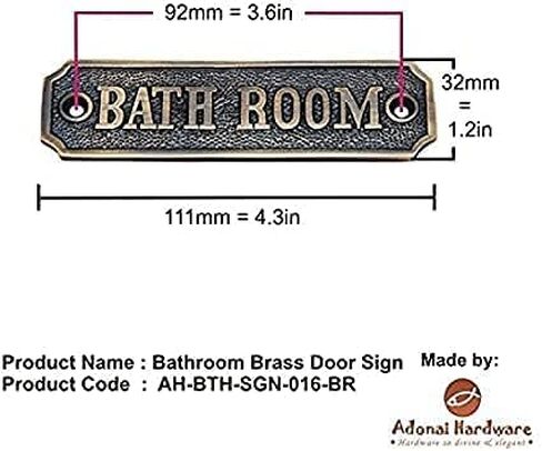 Adonai Hardware "BATH ROOM" Brass Door Sign (Antique Brass) in Saudi Arabia