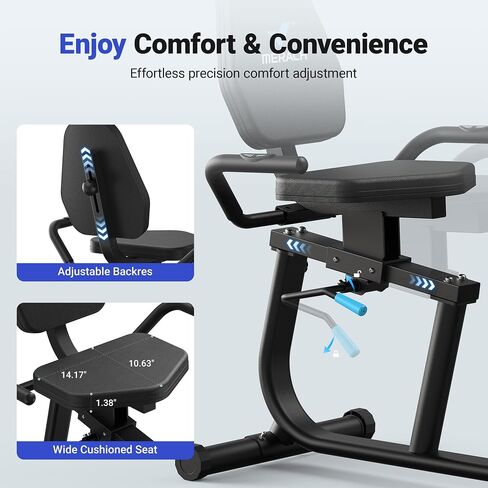 MERACH Recumbent Exercise Bike for Home with Smart Bluetooth and Exclusive App Connectivity, LCD, Heart Rate Handle, Magnetic Recumbent Bikes S08 in Kuwait