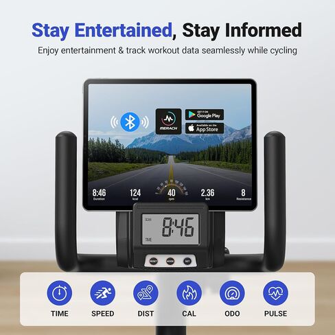 MERACH Recumbent Exercise Bike for Home with Smart Bluetooth and Exclusive App Connectivity, LCD, Heart Rate Handle, Magnetic Recumbent Bikes S08 in Kuwait