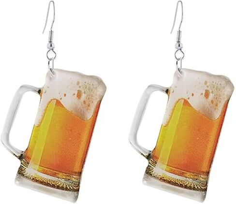 ONLYJUMP 3D Simulation wine glasses Earrings for Women Beer Mug Earrings Lightweight Dangle Drop Earrings Yellow Whisky Earrings Funny Acrylic Food Earrings in Saudi Arabia