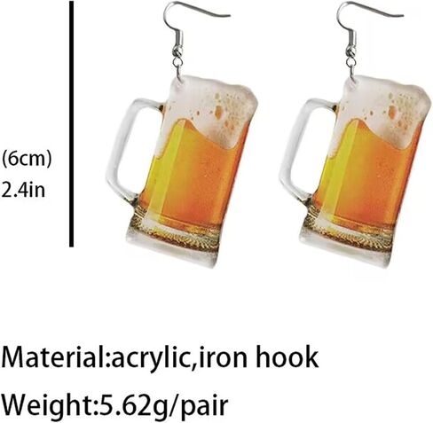 ONLYJUMP 3D Simulation wine glasses Earrings for Women Beer Mug Earrings Lightweight Dangle Drop Earrings Yellow Whisky Earrings Funny Acrylic Food Earrings in Saudi Arabia