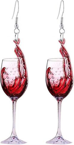 ONLYJUMP 3D Simulation wine glasses Earrings for Women Beer Mug Earrings Lightweight Dangle Drop Earrings Yellow Whisky Earrings Funny Acrylic Food Earrings in Saudi Arabia