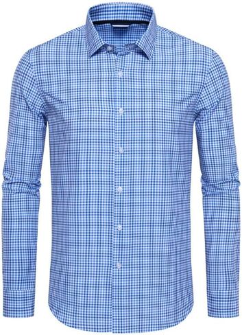 Mens Dress Shirts Stretch Long Sleeve Button Down Shirts Print Regular Fit Casual Busines Shirt in Saudi Arabia