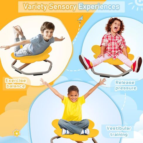Sensory Spinning Chair for Autistic Kids, Sit and Spin Toys for Toddlers, Autism Swivel Chair Promote Coordination, Spinning Seat for Kids 3-5-7-10-12, Gifts for Autism Children in Saudi Arabia