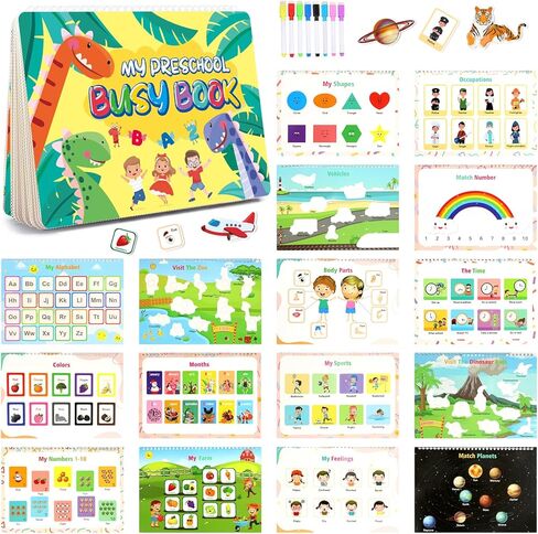Busy Book for Toddlers 1-6, Montessorii Learning Book with 16 Page Binder - Birthday Gift for Boys and Girls (Busy05) in Kuwait