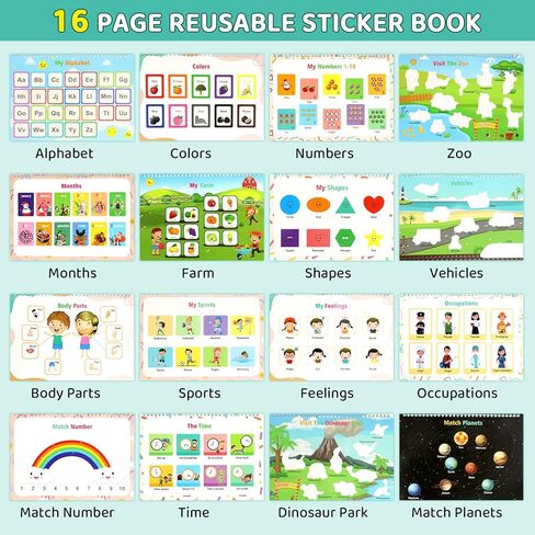 Busy Book for Toddlers 1-6, Montessorii Learning Book with 16 Page Binder - Birthday Gift for Boys and Girls (Busy05) in Kuwait