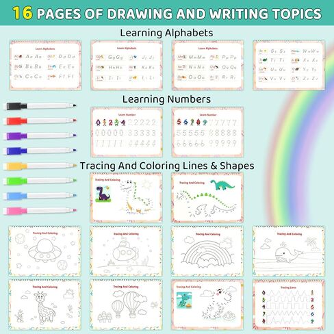 Busy Book for Toddlers 1-6, Montessorii Learning Book with 16 Page Binder - Birthday Gift for Boys and Girls (Busy05) in Kuwait