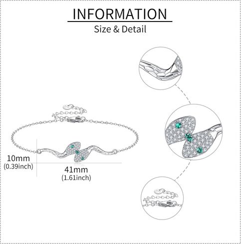 URONE Snake Bracelet For Women 925 Sterling Silver Snake Bracelet Chain Snake Jewelry Snake Gifts For Snake Lovers in Saudi Arabia