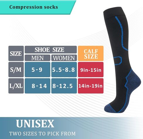fenglaoda 6 Pairs Compression Socks for Women & Men Knee High Cute Circulation Socks for Nurse Pregnant Travel Athletic in Saudi Arabia