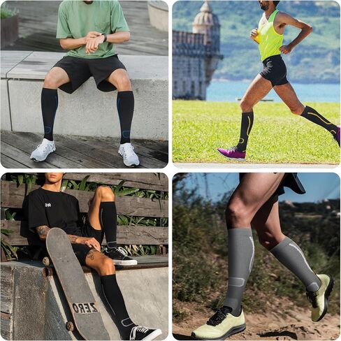 fenglaoda 6 Pairs Compression Socks for Women & Men Knee High Cute Circulation Socks for Nurse Pregnant Travel Athletic in Saudi Arabia