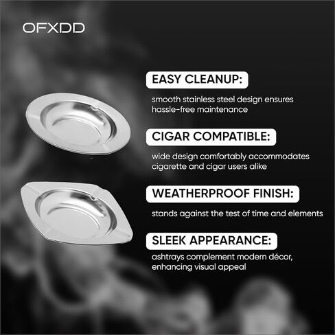 منافض السجائر - صواني سجائر معدنية للسجائر الداخلية والخارجية - مجموعة منفضة سجائر منزلية للسيجار، 5 قطع دائرية (عمق 4.72 بوصة) و4 قطع مربعة (4.33 بوصة × 4.33 بوصة) - منفضة سجائر من الفولاذ المقاوم للصدأ لطاولة الفناء in Kuwait