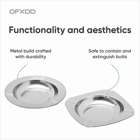 منافض السجائر - صواني سجائر معدنية للسجائر الداخلية والخارجية - مجموعة منفضة سجائر منزلية للسيجار، 5 قطع دائرية (عمق 4.72 بوصة) و4 قطع مربعة (4.33 بوصة × 4.33 بوصة) - منفضة سجائر من الفولاذ المقاوم للصدأ لطاولة الفناء in Kuwait