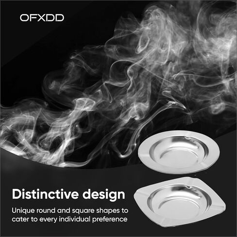 منافض السجائر - صواني سجائر معدنية للسجائر الداخلية والخارجية - مجموعة منفضة سجائر منزلية للسيجار، 5 قطع دائرية (عمق 4.72 بوصة) و4 قطع مربعة (4.33 بوصة × 4.33 بوصة) - منفضة سجائر من الفولاذ المقاوم للصدأ لطاولة الفناء in Kuwait