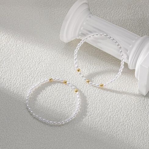 أساور اللؤلؤ الذهبية للنساء، أساور لؤلؤ المياه العذبة المطلية بالذهب عيار 14 قيراط، أساور أنيقة على شكل قلب مطرز باللؤلؤ، هدايا مجوهرات أنيقة للنساء in Kuwait