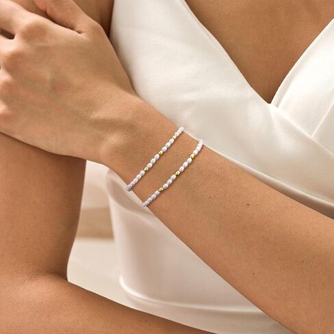 أساور اللؤلؤ الذهبية للنساء، أساور لؤلؤ المياه العذبة المطلية بالذهب عيار 14 قيراط، أساور أنيقة على شكل قلب مطرز باللؤلؤ، هدايا مجوهرات أنيقة للنساء in Kuwait