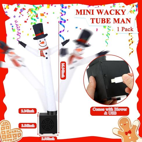 Poen Christmas Snowman Wacky Waving Inflatable Tube Guy Gift Snowman Mini Inflatable Tube Man Funny Joke Tubes Toy Desktop with Blower Arm Flailing Guy for Indoor Party Decoration in Saudi Arabia