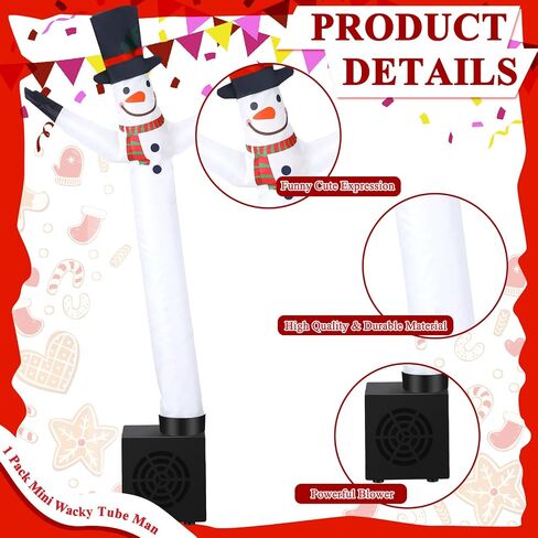 Poen Christmas Snowman Wacky Waving Inflatable Tube Guy Gift Snowman Mini Inflatable Tube Man Funny Joke Tubes Toy Desktop with Blower Arm Flailing Guy for Indoor Party Decoration in Saudi Arabia