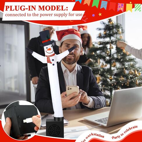 Poen Christmas Snowman Wacky Waving Inflatable Tube Guy Gift Snowman Mini Inflatable Tube Man Funny Joke Tubes Toy Desktop with Blower Arm Flailing Guy for Indoor Party Decoration in Saudi Arabia