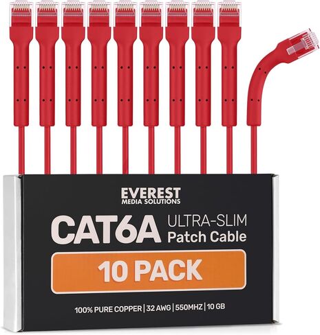 Everest Ultra Slim Cat6a Ethernet Patch Cables 0.5ft (24-Pack) White in Saudi Arabia