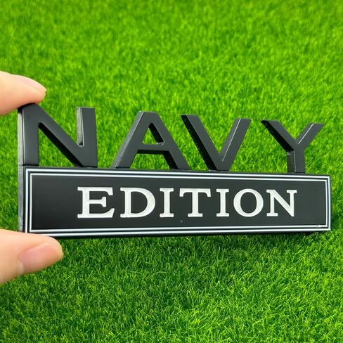 2 Pack Navy Edition Car Emblem, 3D Raised Metal Car Decals Exterior Truck Stickers Chrome Badge with Strong Adhesive for Car Truck Auto (Black/Black) in Saudi Arabia