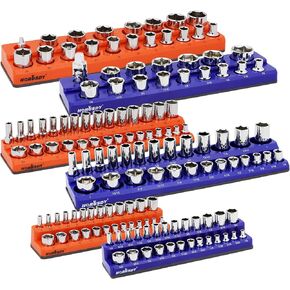 HORUSDY 6-Piece Magnetic Socket Organizer Set, Magnetic Socket Holder, 1/4", 3/8", 1/2" Socket Holds 143 Pieces Magnetic Socket Trays.