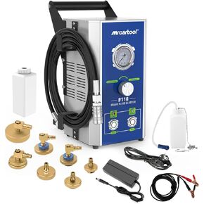 مجموعة نزف الفرامل من MR CARTOOL للسيارات F118 آلة مبادل زيت سائل الفرامل الكهربائية مع محول 7 أسطوانات رئيسية لجميع المركبات 110 فولت