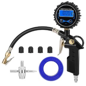Linkstyle Digital Tire Pressure Gauge with Inflator, 250 PSI Air Chuck & Compressor Accessories Heavy Duty with Rubber Hose Quick Connect Coupler,0.1 Display Resolution,for Car Motorcycle SUV Truck RV