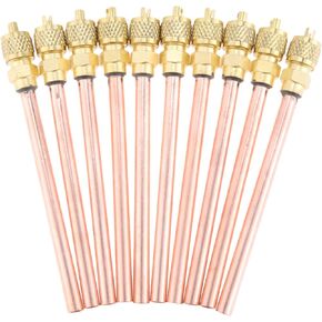 gohantee 10PCS Access/Service Valve 1/4'' SAE x 1/4'' OD x 4'' Stem Core AC Refrigeration