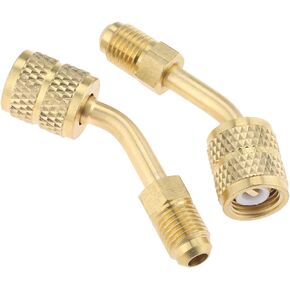 gohantee R410a Adapter 5/16 Female, 1/4 Male SAE Swivel Adapter Fits for Mini Split System Air Conditioners, HVAC and Refrigeration Service with 45° Angle Thimble Pack of 2