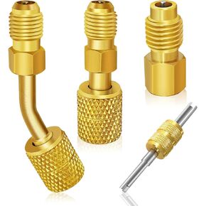 محولات سبليت صغيرة R410A، محول خرطوم التبريد R410a، طقم موصلات محول خط سبليت صغير محول نحاسي مع محولات خزان تبريد 5/16 بوصة SAE أنثى إلى 1/4 بوصة SAE ذكر، 1/2 بوصة إلى 1/4 بوصة ( 6)