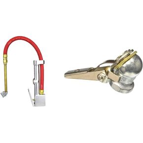 Milton S-506 Original Service Station Tire Inflator and Air Pressure Gauge, Dual Head Chuck, 1/4" NPT, 15" Rubber Hose, 10-160 PSI