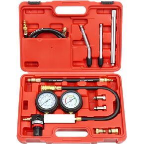 YSTOOL Cylinder Leak Down Tester Automotive Kit Gasoline Engine Compression Dual Gauge Leakdown Detector Tool Set for Pressure Check & Leakage Rate Test with Extension Rod Blue