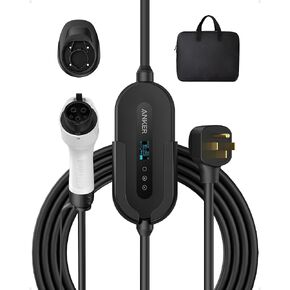Anker Electric Vehicle Charger, 7.6KW Level 2 Portable Fast Charger with J1772 Connector and 25 ft Cable, NEMA 14-50 Plug, Scheduled Charging, Works with EV and Hybrid Vehicles, for Home and Outdoor