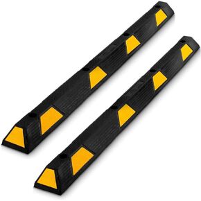 Pyle 72 Inch Heavy Duty Vehicle Rubber Car Parking Wheel Guide Stopper for Driveways, Parking Lot Spots, and Garages, Pack of 2, Black in Kuwait